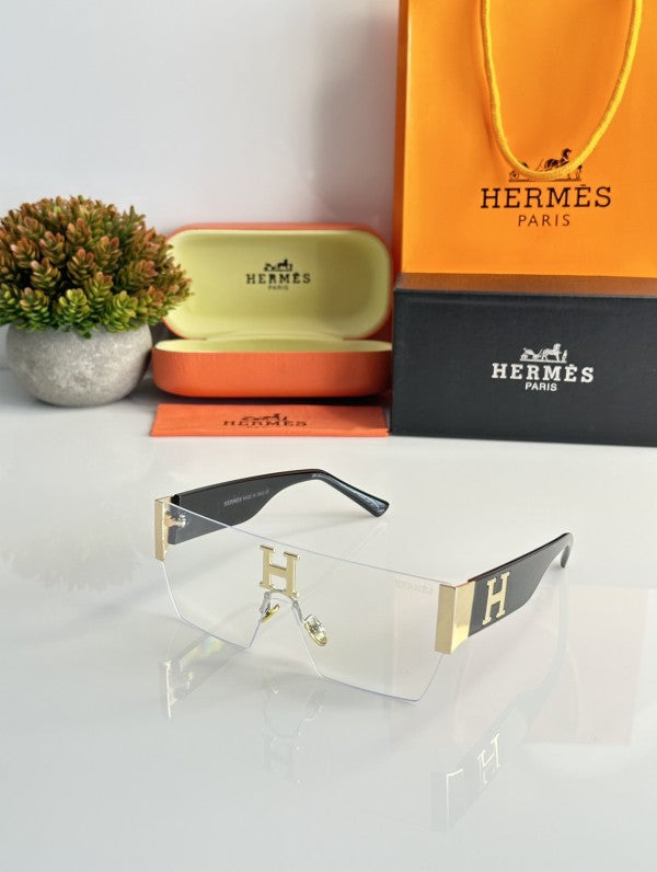 Hermess Gold Black Unisex Sunglasses