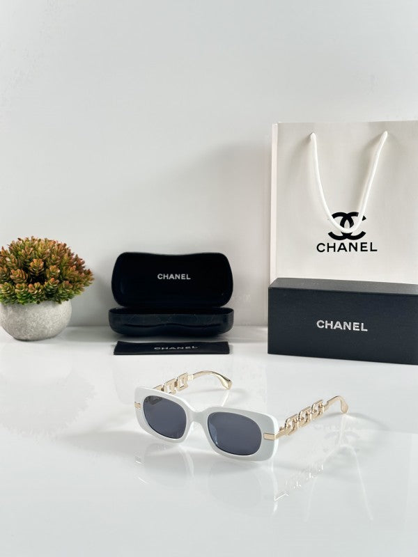 Chaanel Gold White Black Primium Sunglasses