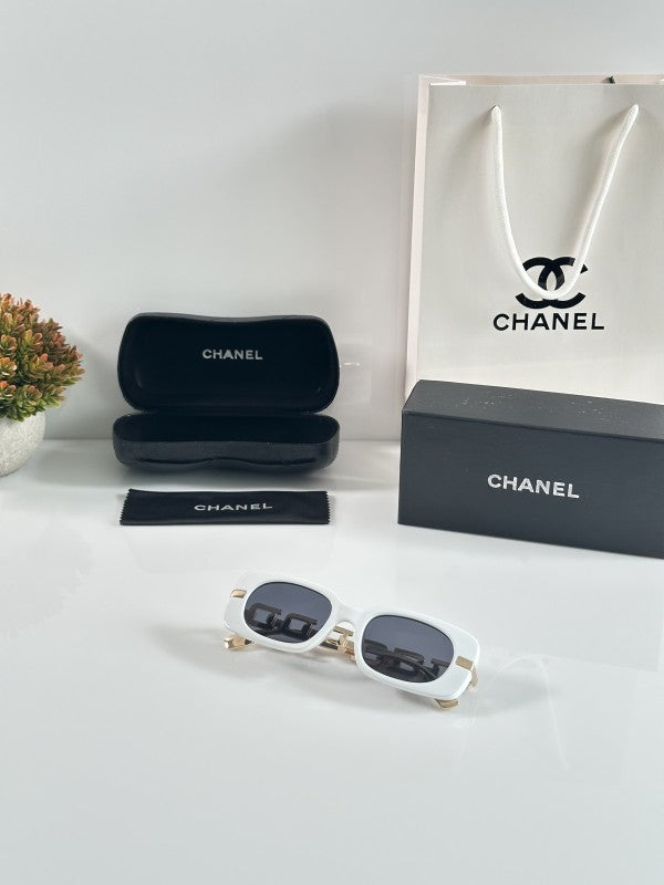 Chaanel Gold White Black Primium Sunglasses