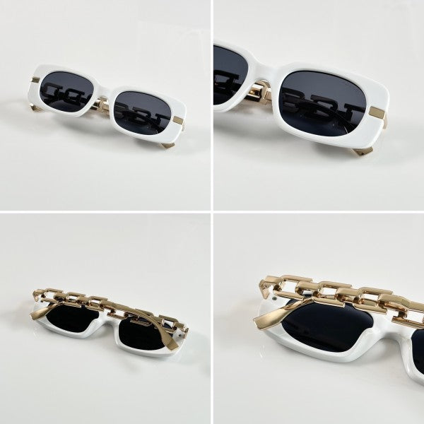 Chaanel Gold White Black Primium Sunglasses
