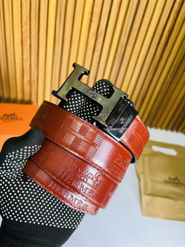 HERMESS TAN PRINTED PREMIUM QUALITY REVERSIBLE BELT