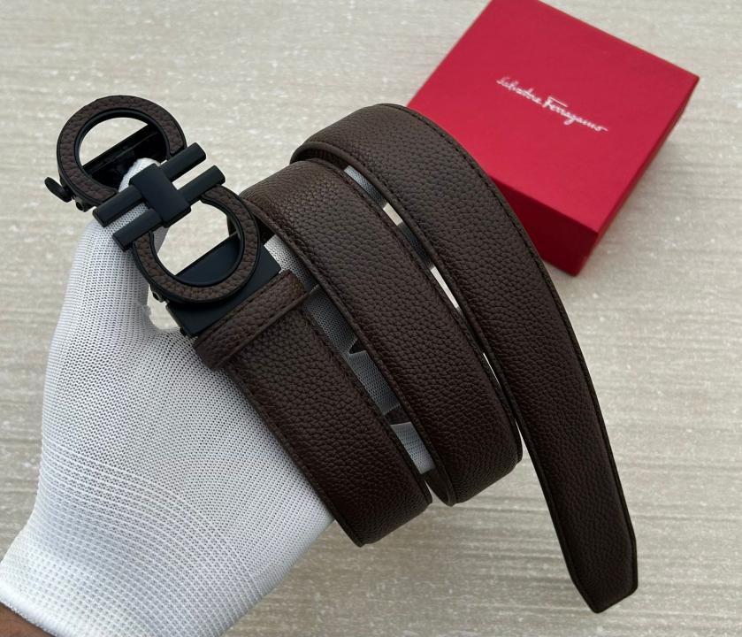 SALVATORE_FERRAGAMO BROWN PREMIUM QUALITY AUTOMATIC LOCK BELT