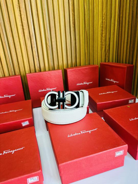 SALVATORE FERRAGAM_O WHITE PREMIUM QUALITY AUTOMATIC LOCK BELT