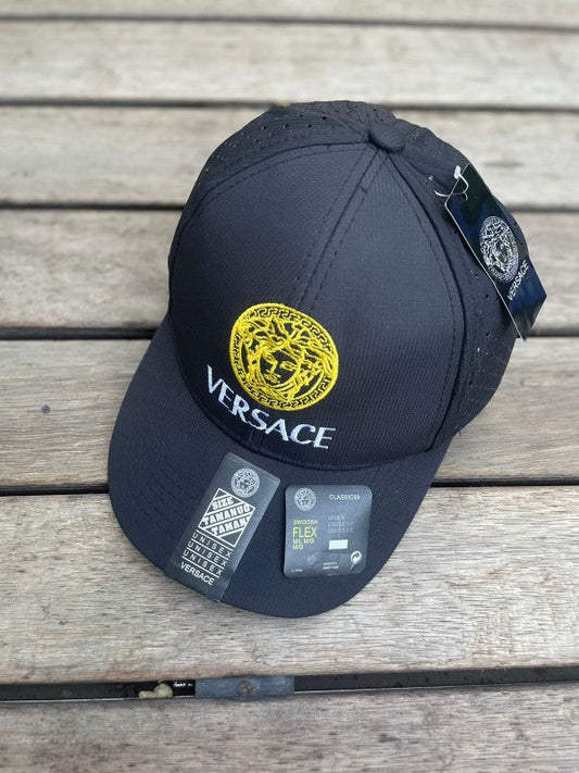 Veersace Front Gold Medusa Logo Black And White Premium Unisex Cap