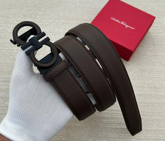 SALVATORE_FERRAGAMO BROWN PREMIUM QUALITY AUTOMATIC LOCK BELT