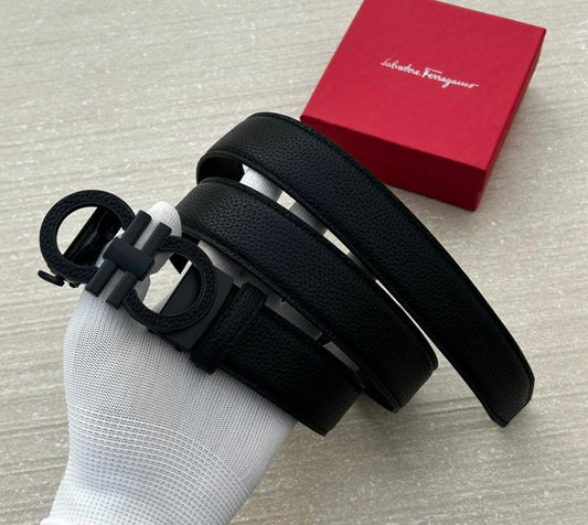SALVATORE FERRAGAM_O BLACK PREMIUM QUALITY AUTOMATIC LOCK BELT
